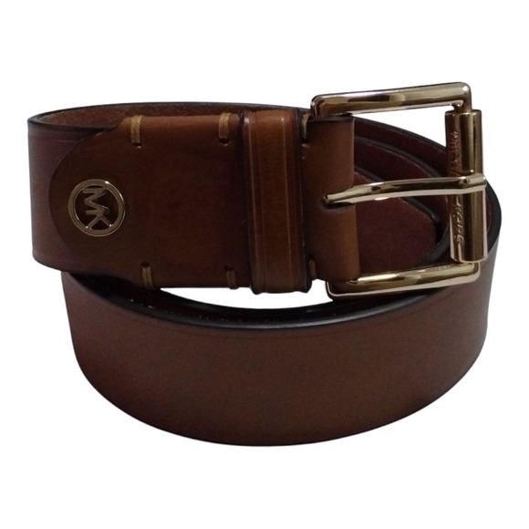 Michael Kors Women's M Logo Burnished Leather Belt Brown - Picture 5 of 5